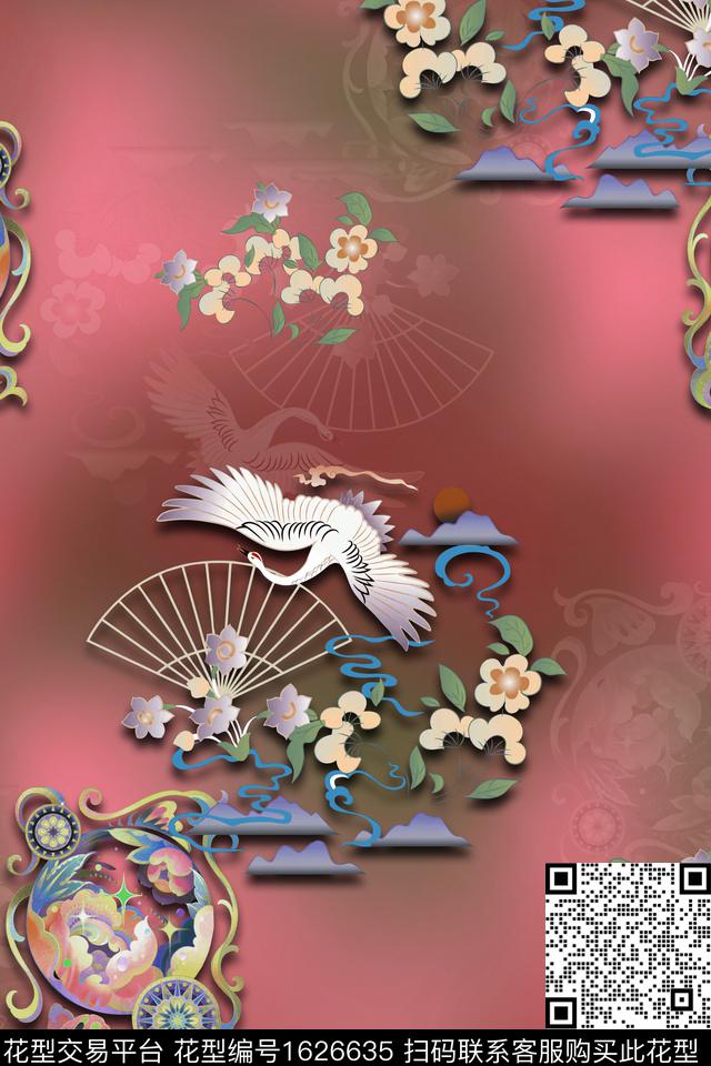 中国风旗袍香云纱数码印花华亿平台下载（图片编号: 1626635） - 瓦栏（Walan）