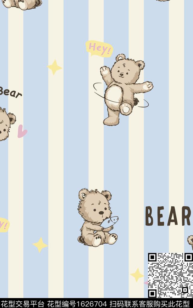小清新日韩手绘小熊传统印花华亿平台下载（图片编号: 1626704） - 瓦栏（Walan）