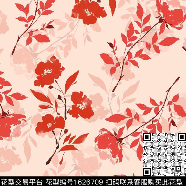 花卉影花剪影数码印花华亿平台下载（图片编号: 1626709） - 瓦栏（Walan）