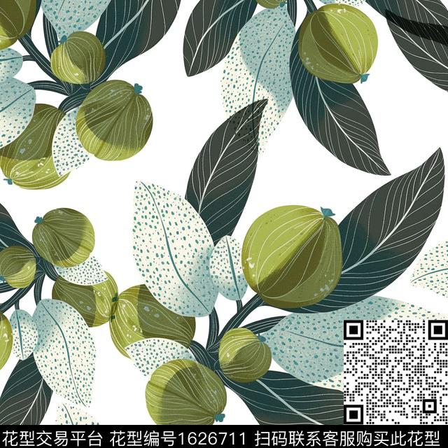 植物果子叶子数码印花华亿平台下载（图片编号: 1626711） - 瓦栏（Walan）