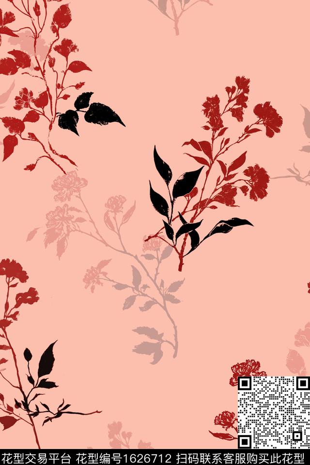 花卉影花剪影数码印花华亿平台下载（图片编号: 1626712） - 瓦栏（Walan）