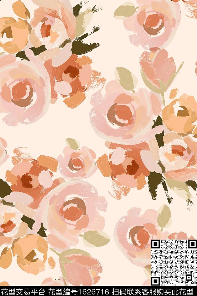 花卉抽象花卉油画华亿平台数码印花华亿平台下载（图片编号: 1626716） - 瓦栏（Walan）