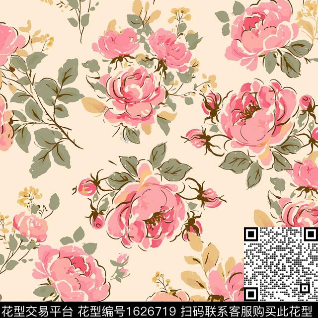 花卉满版散花数码印花华亿平台下载（图片编号: 1626719） - 瓦栏（Walan）