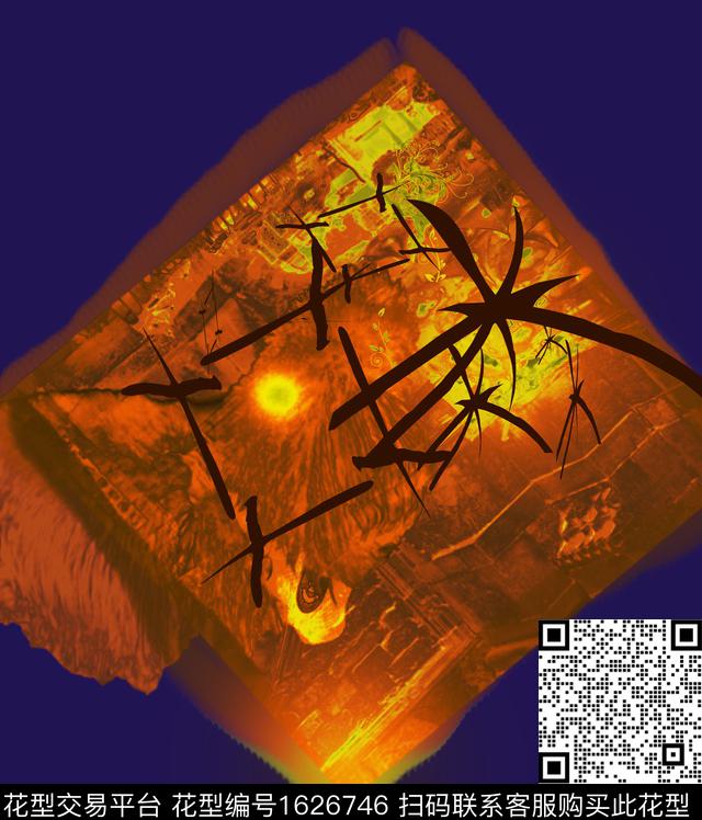 抽象胸前定位数码印花华亿平台下载（图片编号: 1626746） - 瓦栏（Walan）
