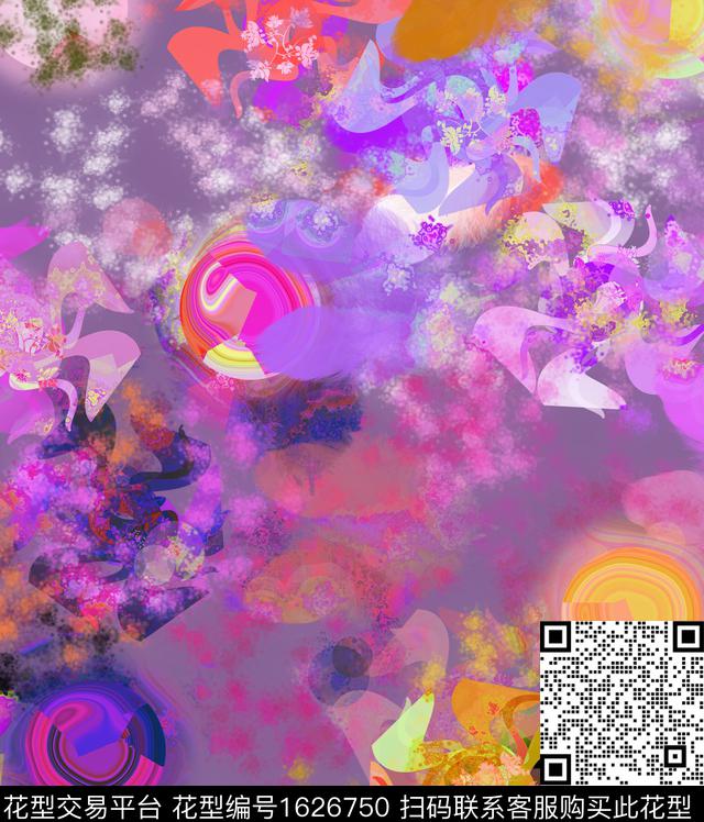 纹理线条花卉数码印花华亿平台下载（图片编号: 1626750） - 瓦栏（Walan）