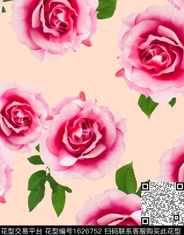 花卉大花水彩花卉数码印花华亿平台下载（图片编号: 1626752） - 瓦栏（Walan）