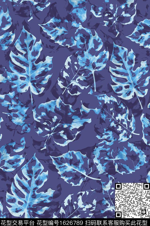 香云纱植物印染绿植树叶数码印花华亿平台下载（图片编号: 1626789） - 瓦栏（Walan）