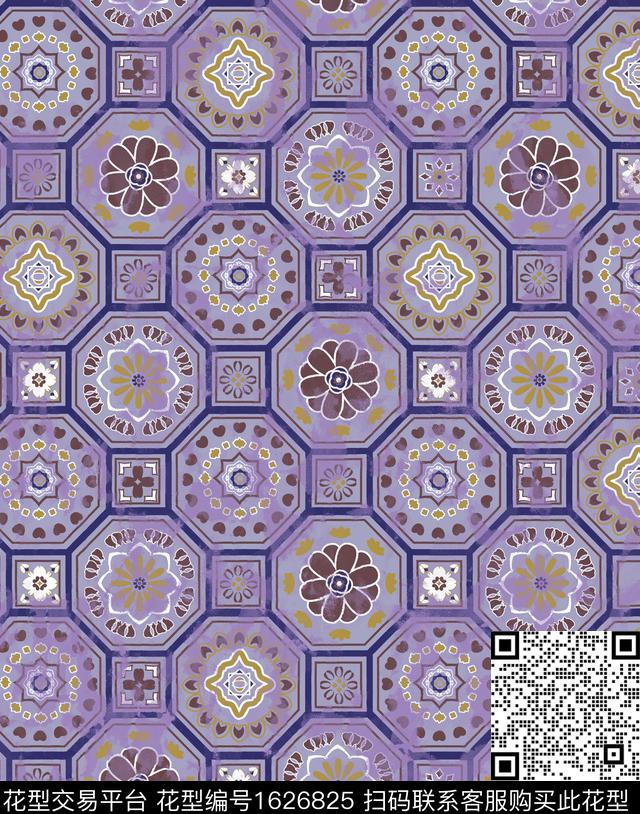 中国风民族风混合拼接数码印花华亿平台下载（图片编号: 1626825） - 瓦栏（Walan）