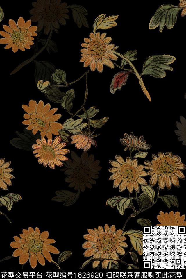 花卉中老年影花数码印花华亿平台下载（图片编号: 1626920） - 瓦栏（Walan）