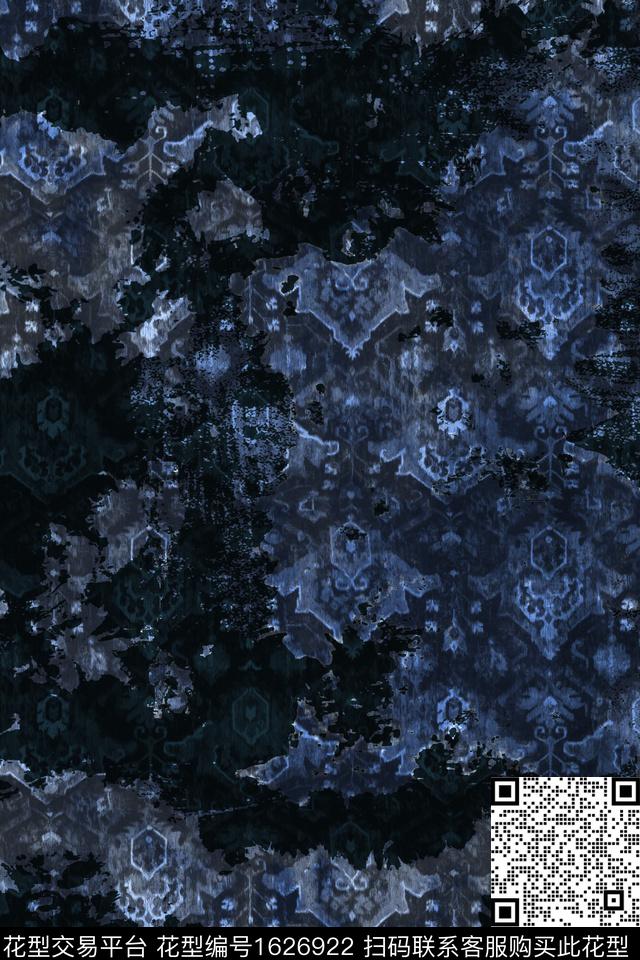 中老年民族风扎染数码印花华亿平台下载（图片编号: 1626922） - 瓦栏（Walan）