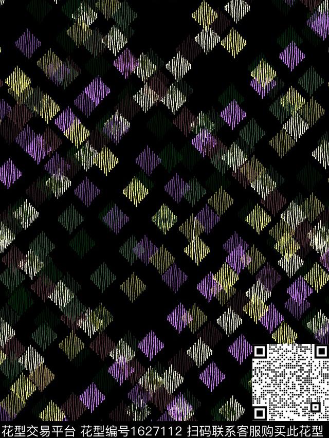 几何格子线条数码印花华亿平台下载（图片编号: 1627112） - 瓦栏（Walan）