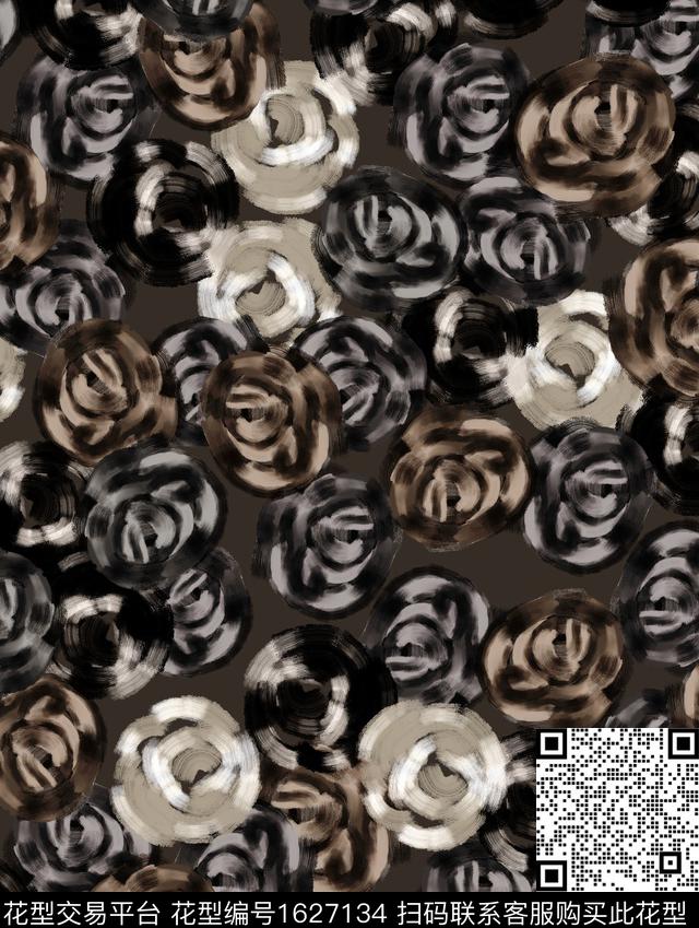 花卉抽象花卉笔触数码印花华亿平台下载（图片编号: 1627134） - 瓦栏（Walan）