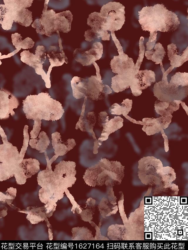 抽象抽象花卉影花数码印花华亿平台下载（图片编号: 1627164） - 瓦栏（Walan）