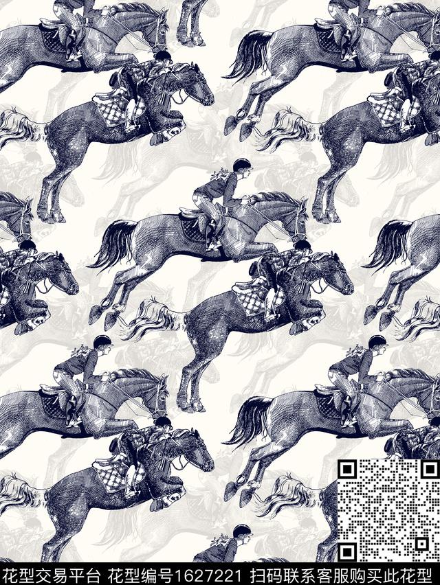 马骑手马术数码印花华亿平台下载（图片编号: 1627221） - 瓦栏（Walan）