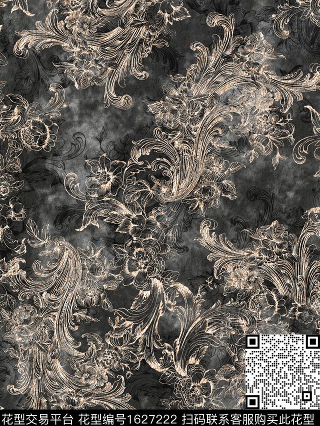 民族风花卉卷草数码印花华亿平台下载（图片编号: 1627222） - 瓦栏（Walan）