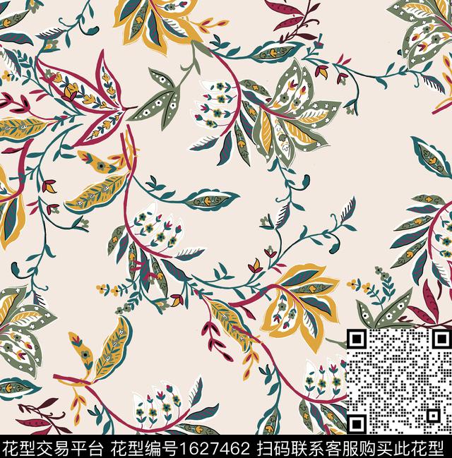 民族风植物民族花卉传统印花华亿平台下载（图片编号: 1627462） - 瓦栏（Walan）