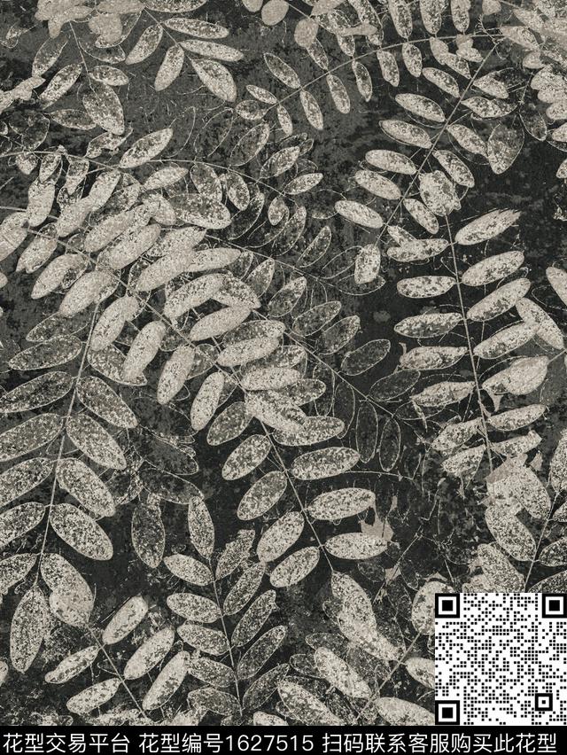 肌理植物叶子数码印花华亿平台下载（图片编号: 1627515） - 瓦栏（Walan）