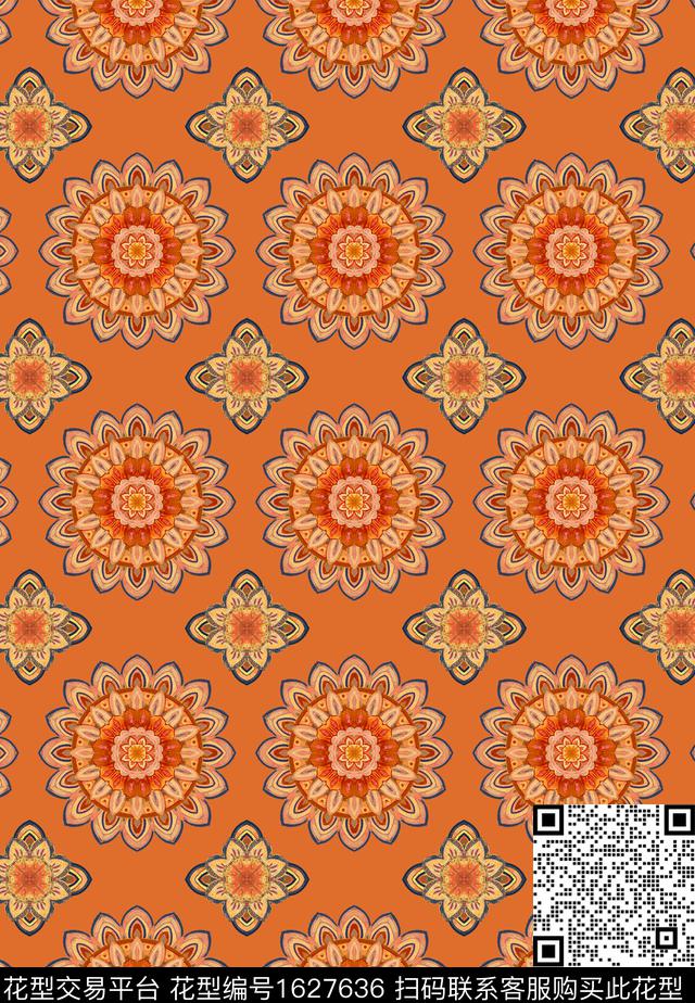 中国风手绘传统纹样数码印花华亿平台下载（图片编号: 1627636） - 瓦栏（Walan）