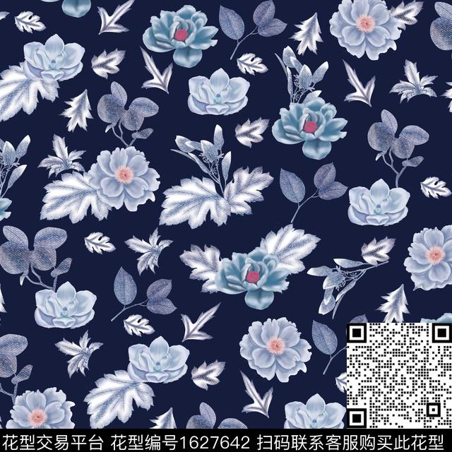 复古男装满版花花卉数码印花华亿平台下载（图片编号: 1627642） - 瓦栏（Walan）