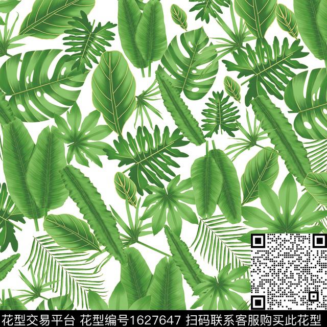 热带叶子沙滩裤数码印花华亿平台下载（图片编号: 1627647） - 瓦栏（Walan）