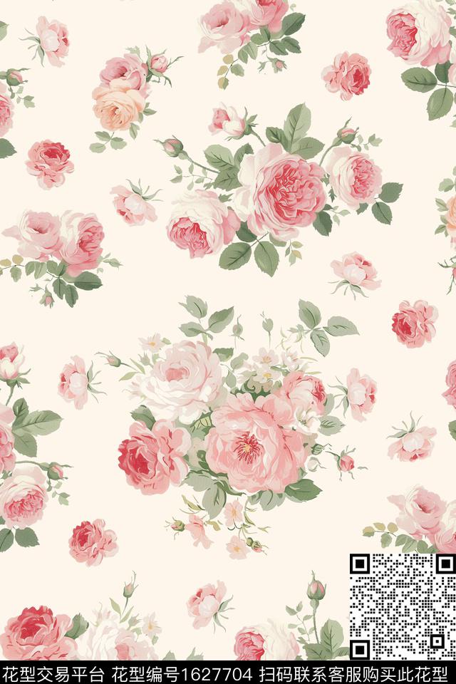 花卉水彩花卉满版散花数码印花华亿平台下载（图片编号: 1627704） - 瓦栏（Walan）