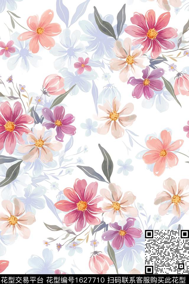 水彩花卉花卉影花数码印花华亿平台下载（图片编号: 1627710） - 瓦栏（Walan）