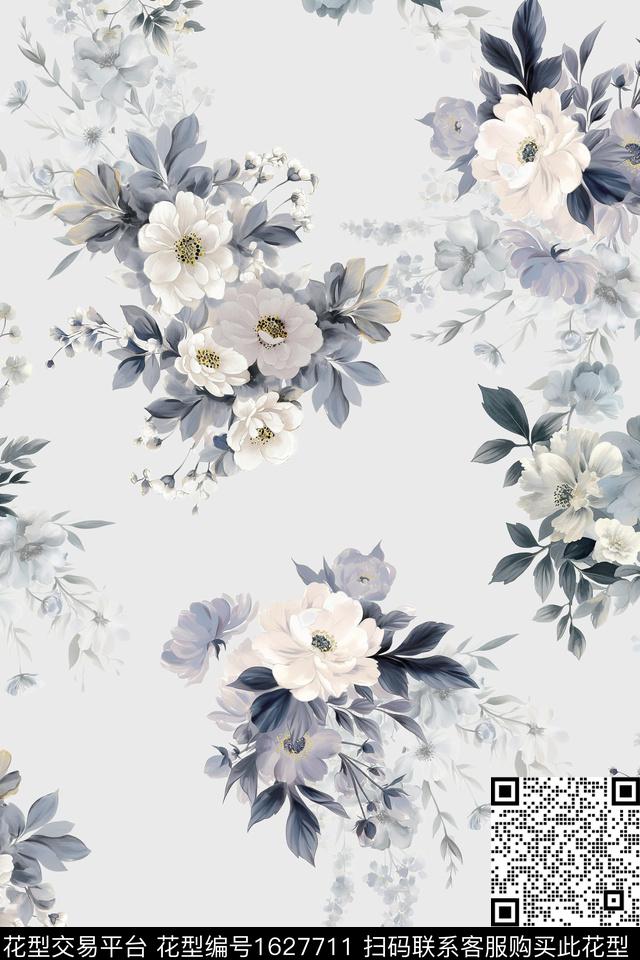 花卉水彩花卉清雅数码印花华亿平台下载（图片编号: 1627711） - 瓦栏（Walan）