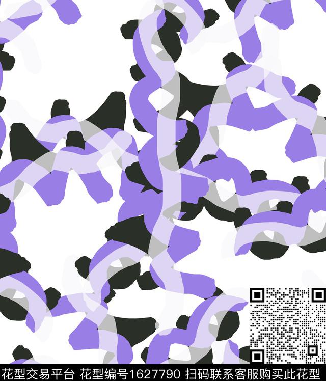 线条混合拼接抽象数码印花华亿平台下载（图片编号: 1627790） - 瓦栏（Walan）