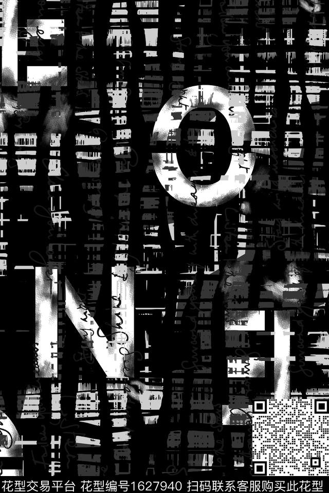 黑白华亿平台男装字母数码印花华亿平台下载（图片编号: 1627940） - 瓦栏（Walan）