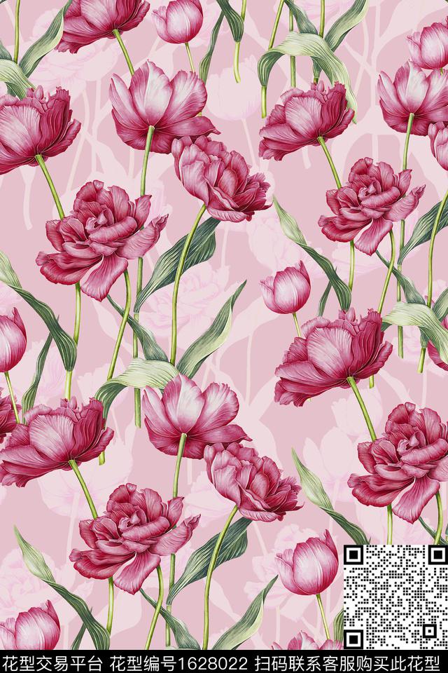 水彩花卉影花花卉数码印花华亿平台下载（图片编号: 1628022） - 瓦栏（Walan）