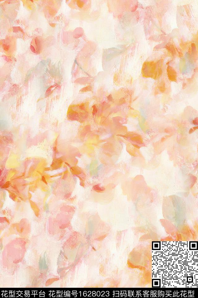 水彩抽象手绘花卉数码印花华亿平台下载（图片编号: 1628023） - 瓦栏（Walan）