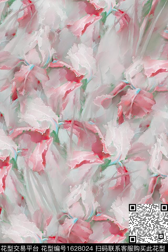 油画抽象花卉抽象数码印花华亿平台下载（图片编号: 1628024） - 瓦栏（Walan）