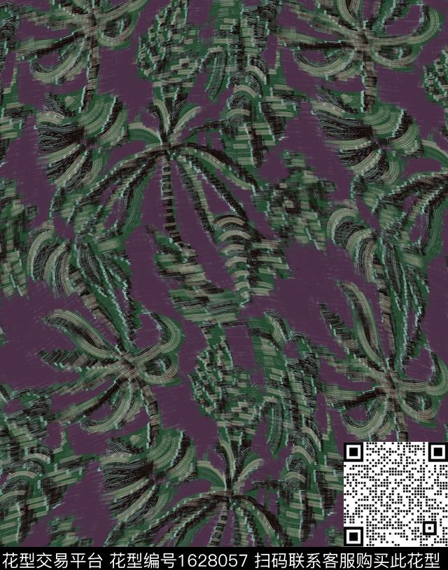 植物手绘油画华亿平台数码印花华亿平台下载（图片编号: 1628057） - 瓦栏（Walan）