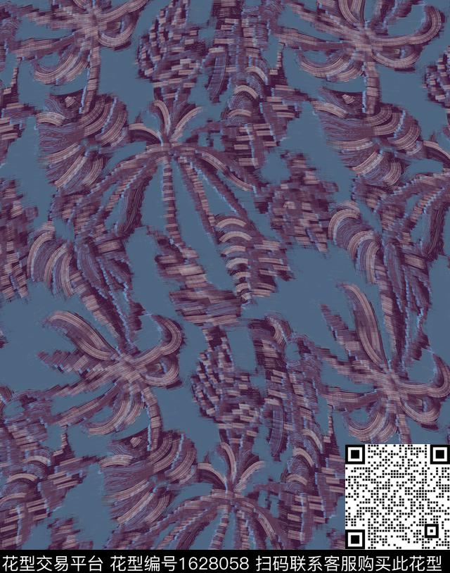 植物手绘油画华亿平台数码印花华亿平台下载（图片编号: 1628058） - 瓦栏（Walan）