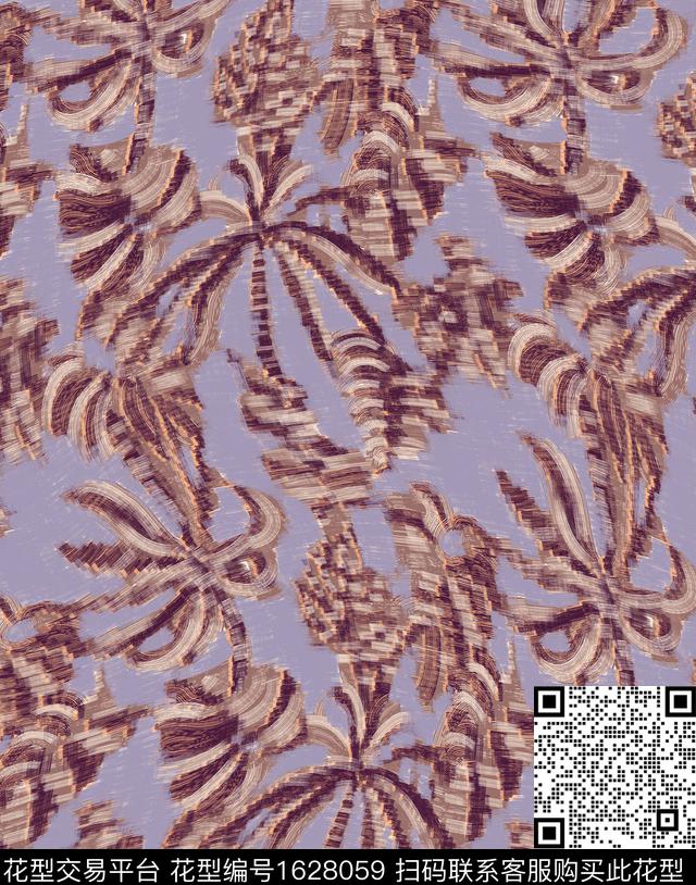 植物手绘油画华亿平台数码印花华亿平台下载（图片编号: 1628059） - 瓦栏（Walan）
