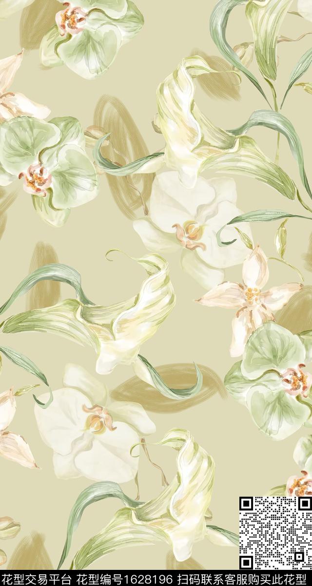 花卉水彩花卉马蹄莲数码印花华亿平台下载（图片编号: 1628196） - 瓦栏（Walan）