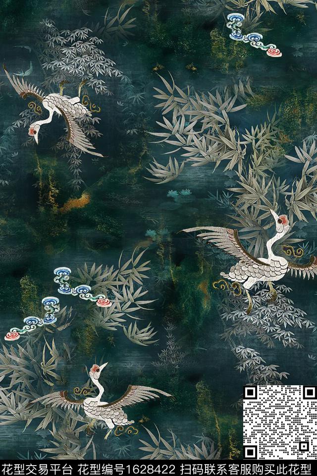 中国风真丝香云纱数码印花华亿平台下载（图片编号: 1628422） - 瓦栏（Walan）