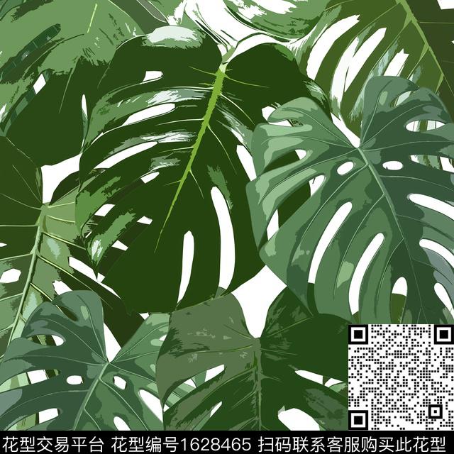 植物叶子热带华亿平台数码印花华亿平台下载（图片编号: 1628465） - 瓦栏（Walan）