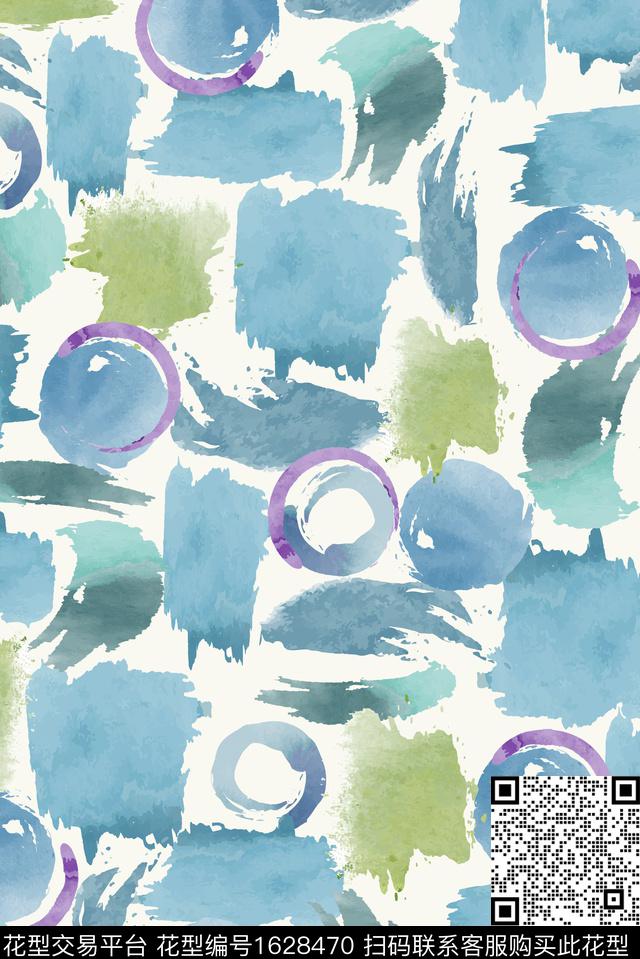 水彩抽象笔触数码印花华亿平台下载（图片编号: 1628470） - 瓦栏（Walan）