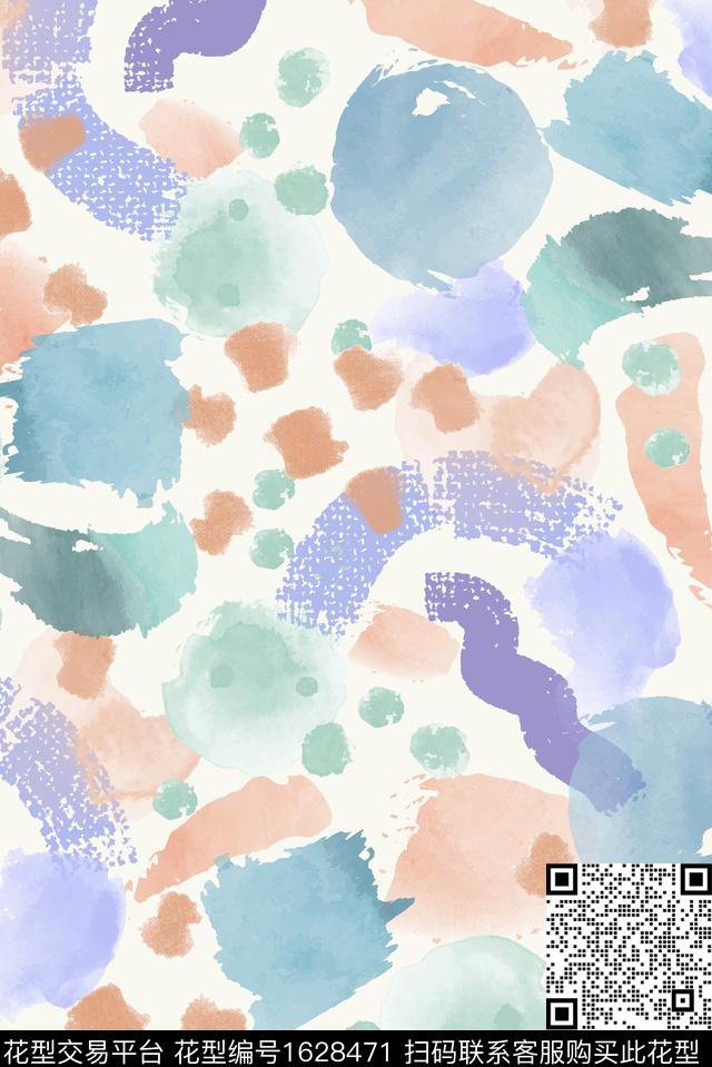 水彩抽象笔触数码印花华亿平台下载（图片编号: 1628471） - 瓦栏（Walan）