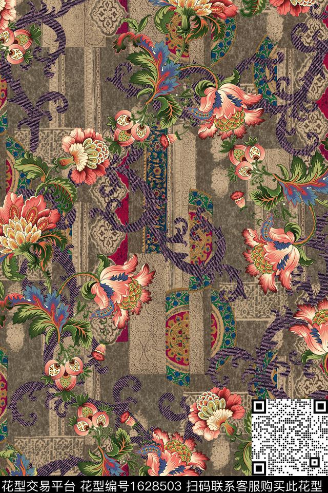 民族风花边中老年数码印花华亿平台下载（图片编号: 1628503） - 瓦栏（Walan）