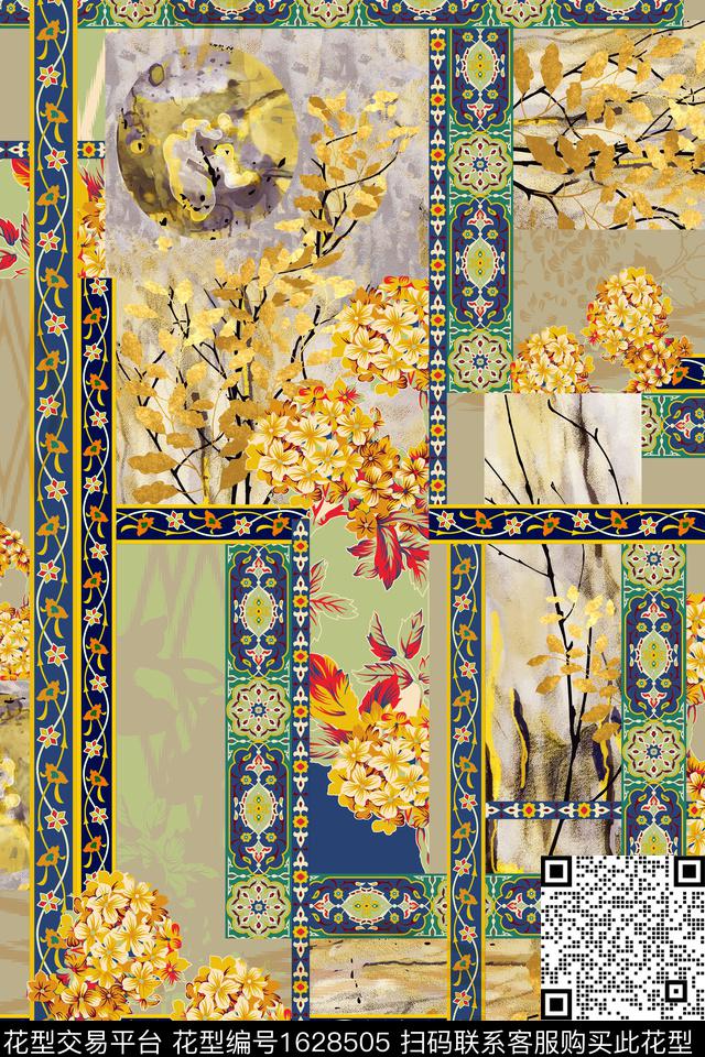 中国风民族风花卉数码印花华亿平台下载（图片编号: 1628505） - 瓦栏（Walan）