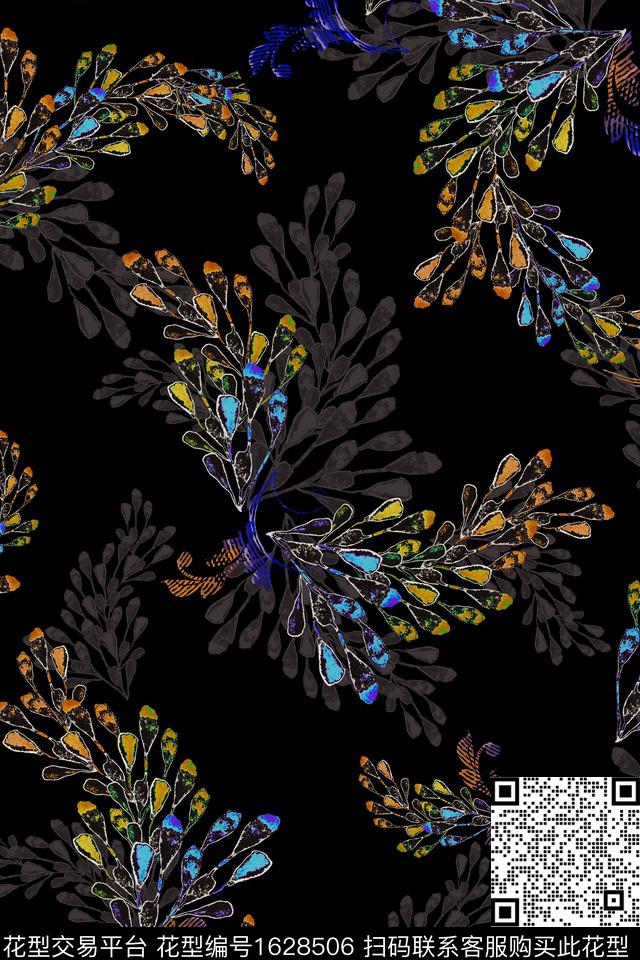 影花植物民族风数码印花华亿平台下载（图片编号: 1628506） - 瓦栏（Walan）