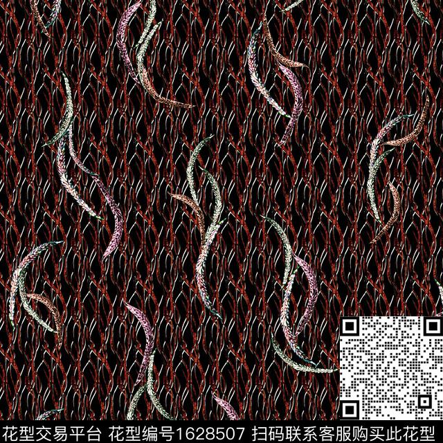 纹理民族风卷草数码印花华亿平台下载（图片编号: 1628507） - 瓦栏（Walan）