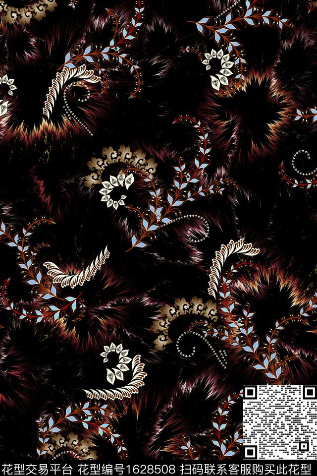 民族风卷草中老年数码印花华亿平台下载（图片编号: 1628508） - 瓦栏（Walan）