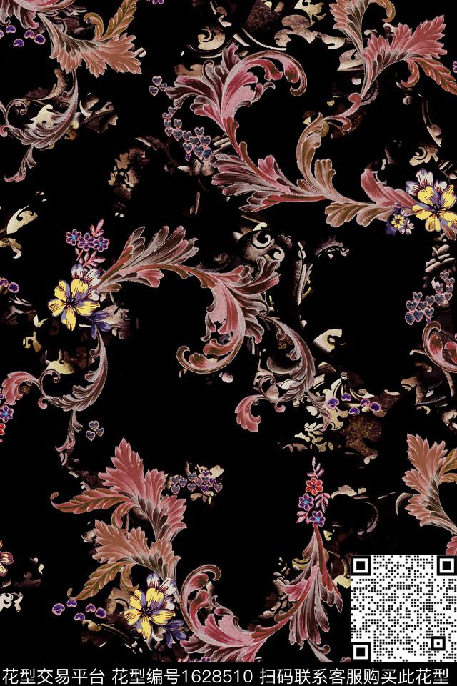 民族风卷草中老年数码印花华亿平台下载（图片编号: 1628510） - 瓦栏（Walan）