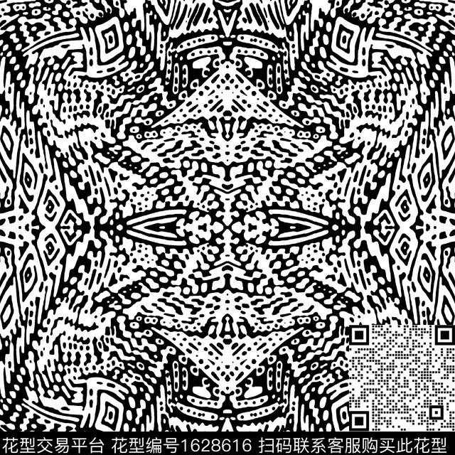 黑白华亿平台对称民族风传统印花华亿平台下载（图片编号: 1628616） - 瓦栏（Walan）