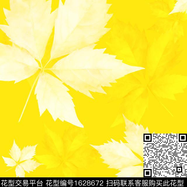 叶子枫叶影花数码印花华亿平台下载（图片编号: 1628672） - 瓦栏（Walan）