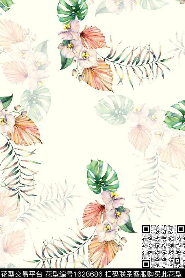 影花年轻女装花卉数码印花华亿平台下载（图片编号: 1628686） - 瓦栏（Walan）