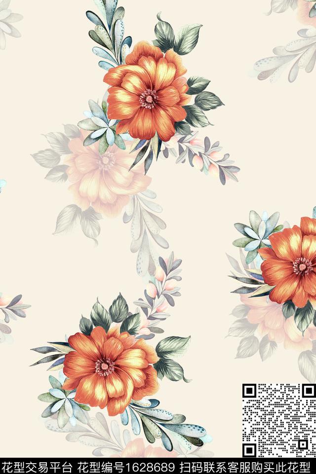 影花年轻女装花卉数码印花华亿平台下载（图片编号: 1628689） - 瓦栏（Walan）